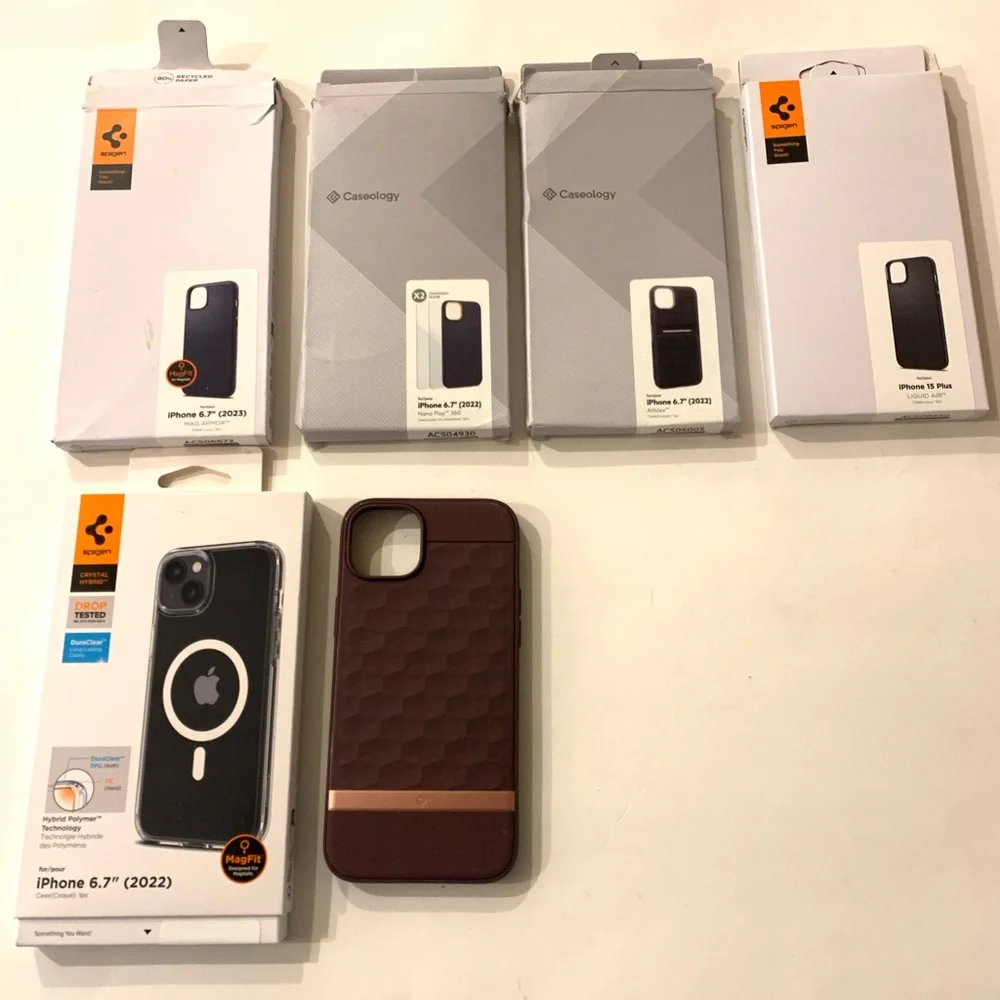 9 Assorted Spigen & Caseology iPhone 14 Plus and iPhone 15 Plus